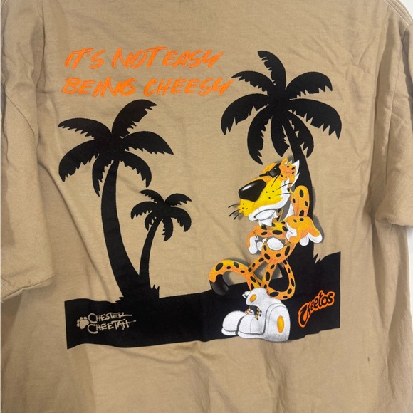 Cheetos Brand Tan Graphic Tee with Orange print Vintage Cotton Logo Medium - Picture 2 of 6